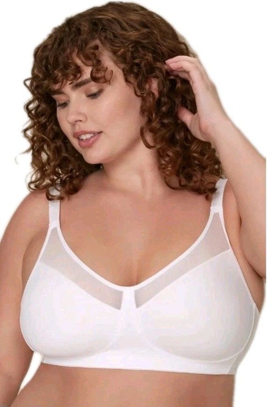 Playtex 18 Hour Minimizer Bra #4697 White 40DDD Wireless Back, Side Smoothing
